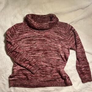 Burgundy and pink turtleneck sweater